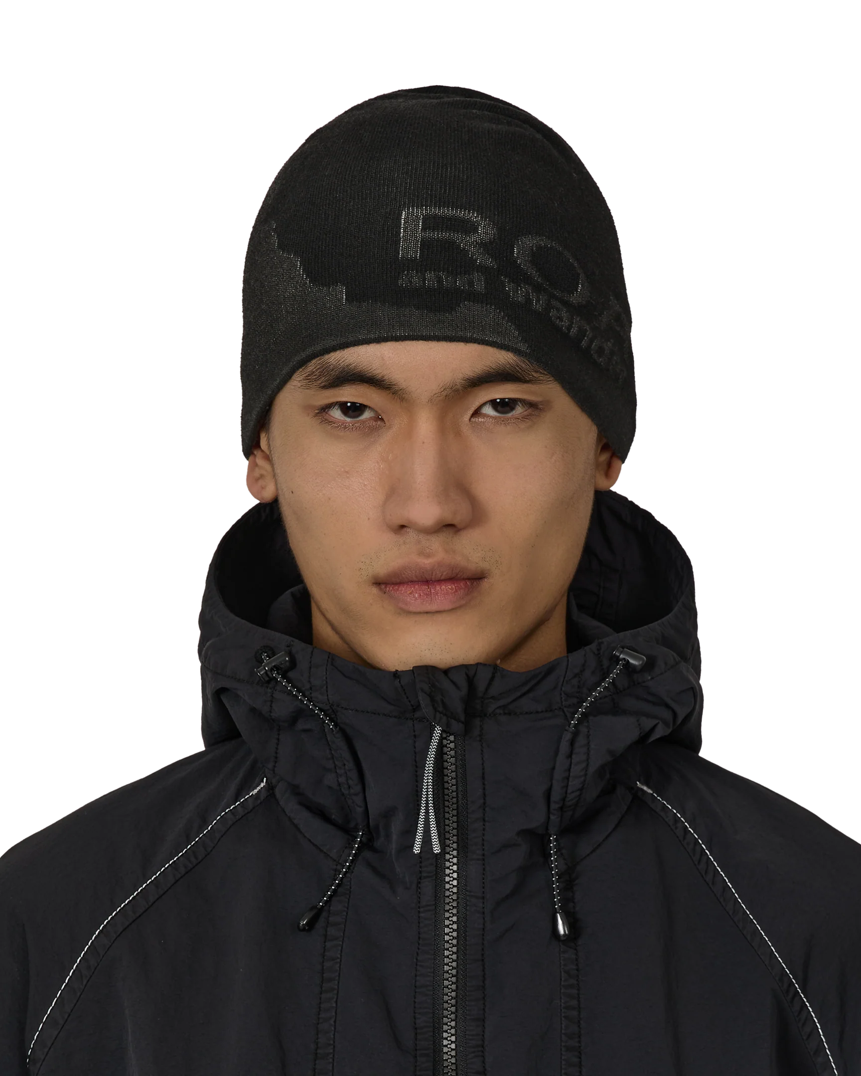 Black Logo Cotton Beanie