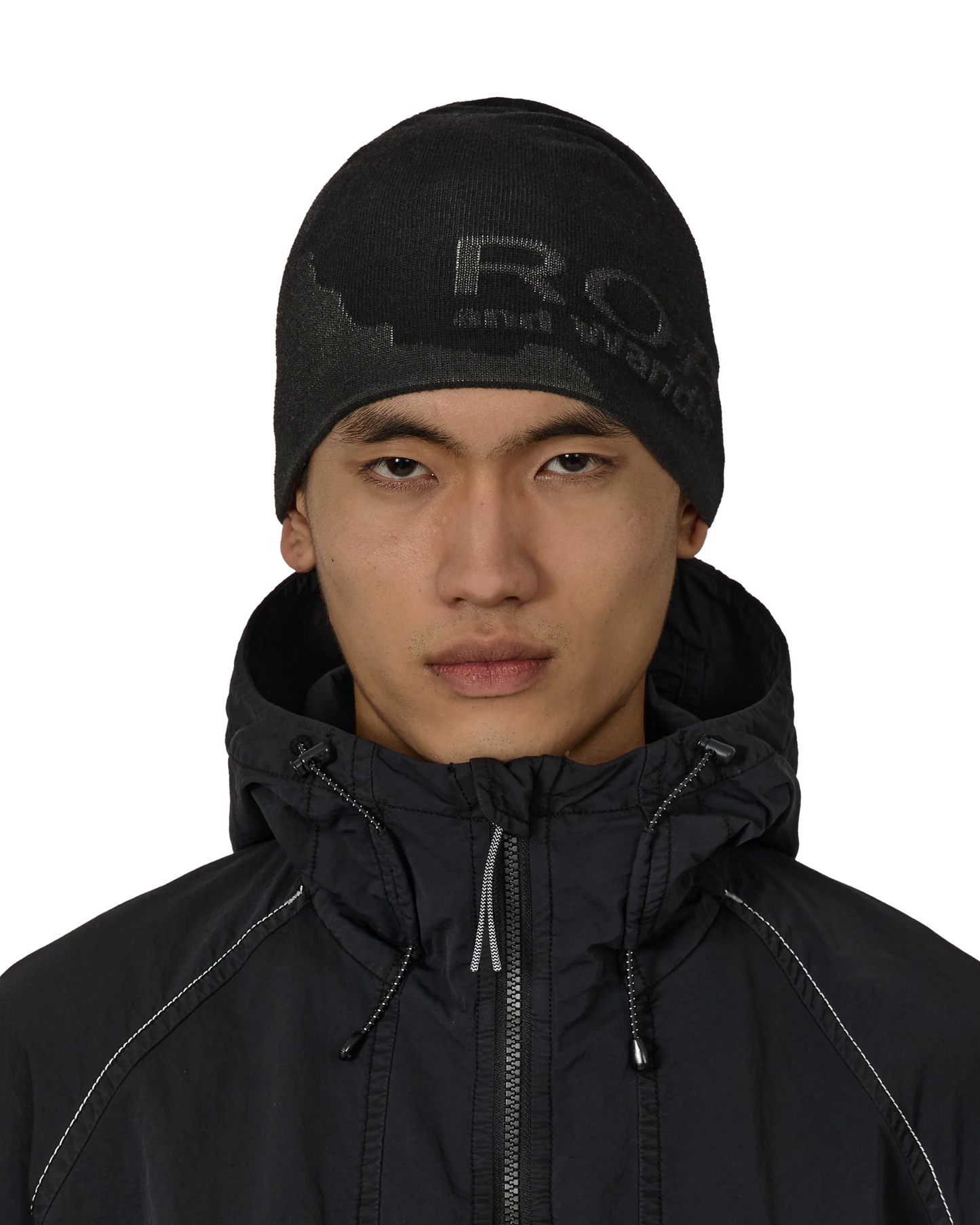 Black Logo Cotton Beanie