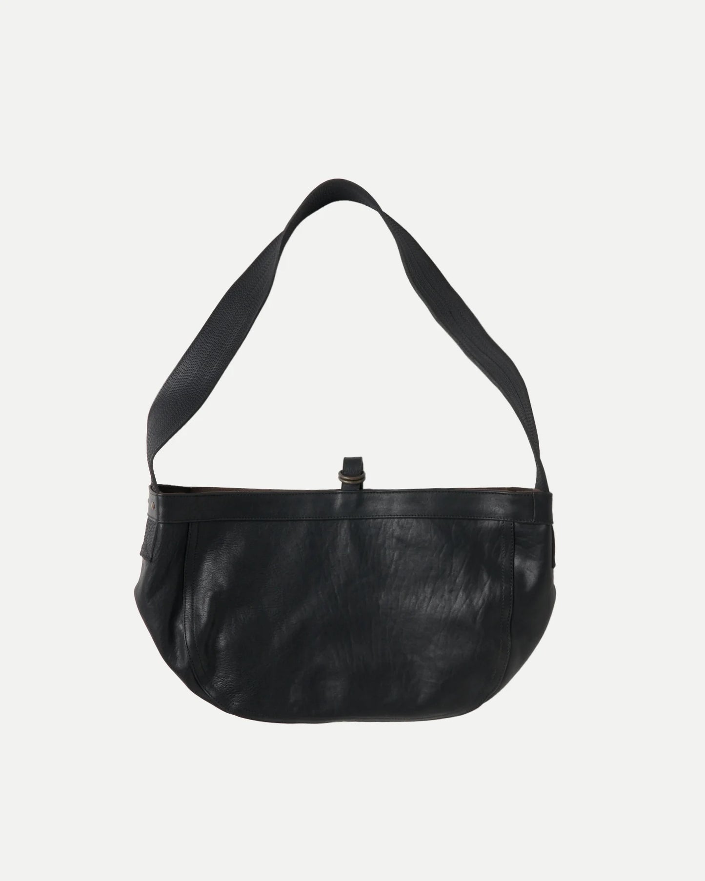 Black Leather Lot.018 Small Newsboy Bag