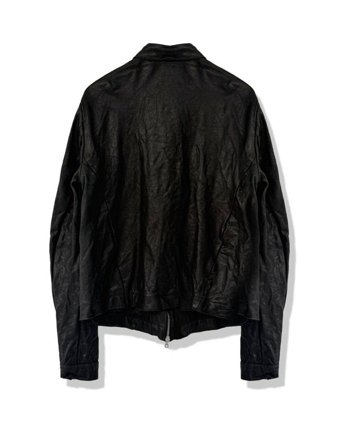 Black Single Zip Leather Jacket V4