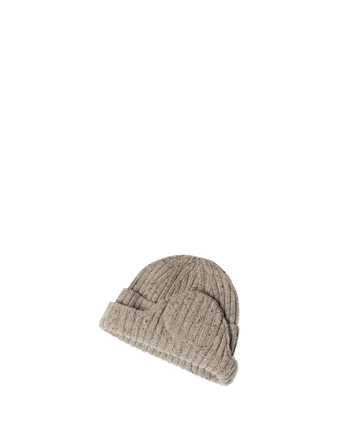 Speckled Beige Wool Flap Beanie