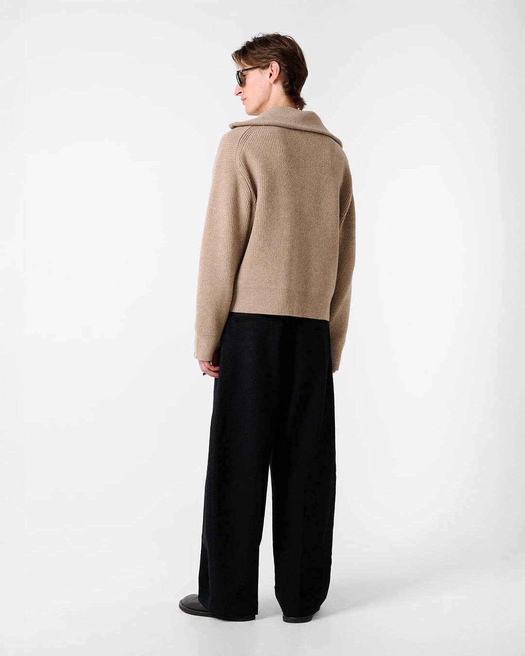 Oatmeal Sandos Rib Zip Though Jumper