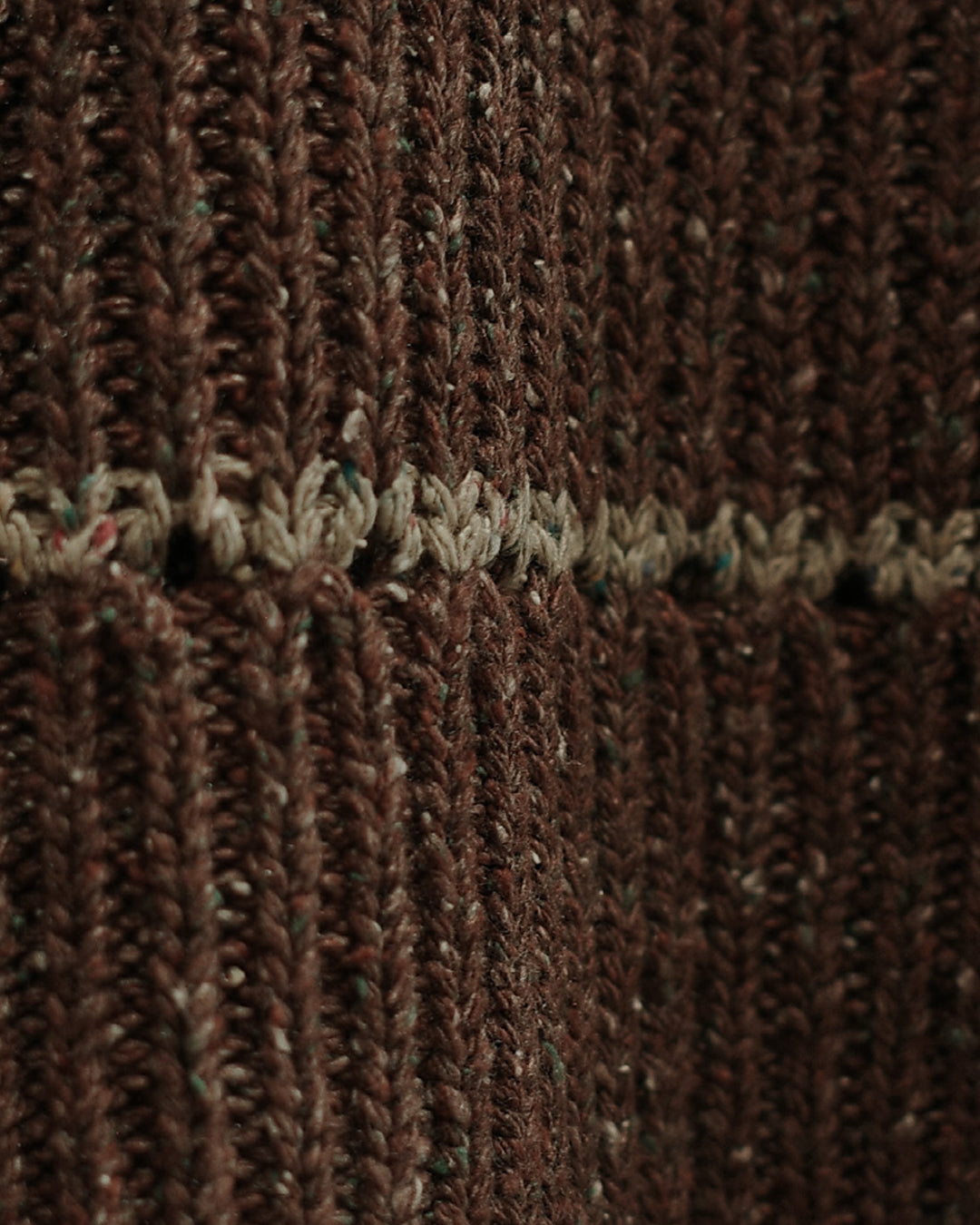 Brown Mix Slub Silk Contrast Crewneck