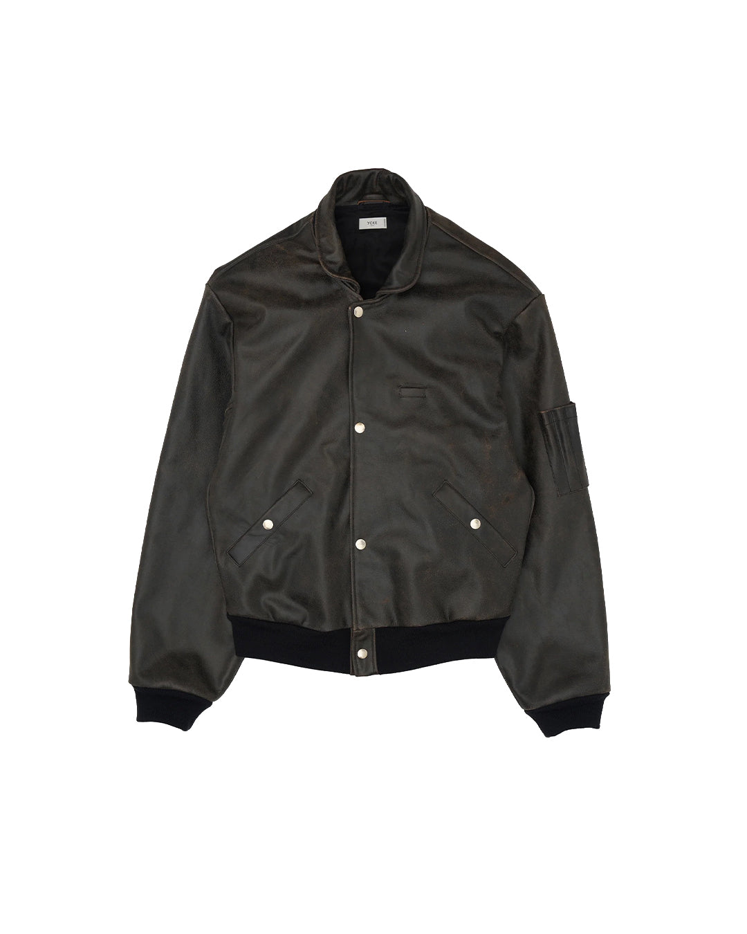 Black Cracked Cow Leather Flight Jacket