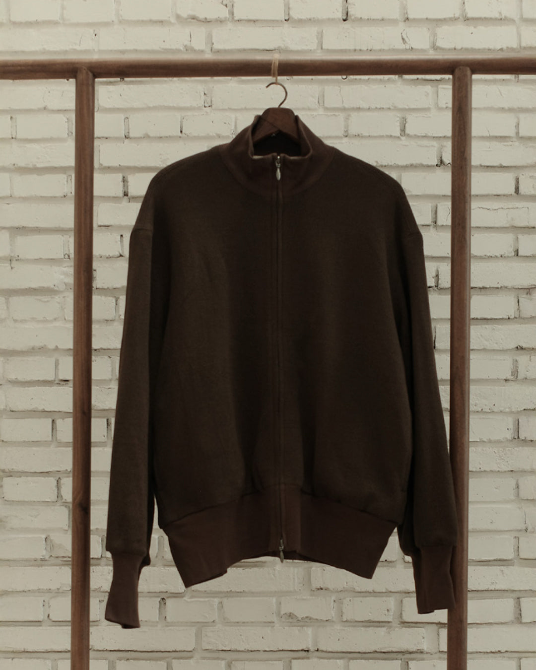 Deep Brown Cotton Washi Knit Drivers Knit Blouson