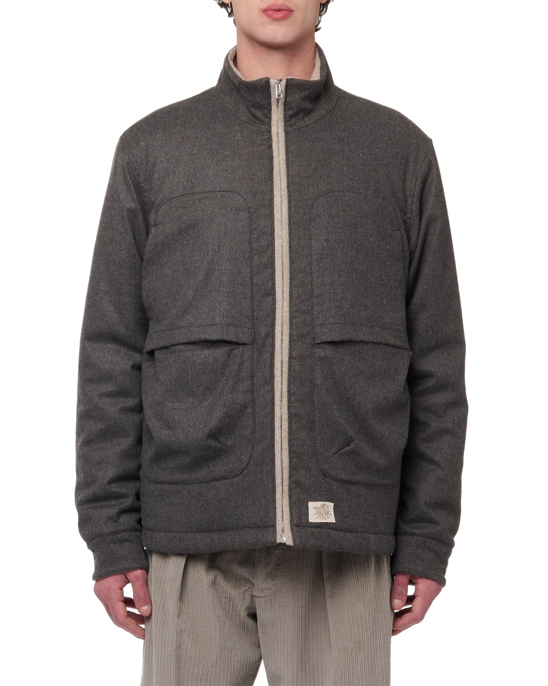 Dark Grey Melange Flannel EPITOME Padded Overshirt