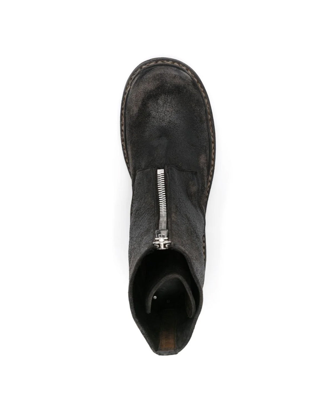 Black Coated Horse Reverse Leather GR05FRV_RU Zipped Big Daddy Boots