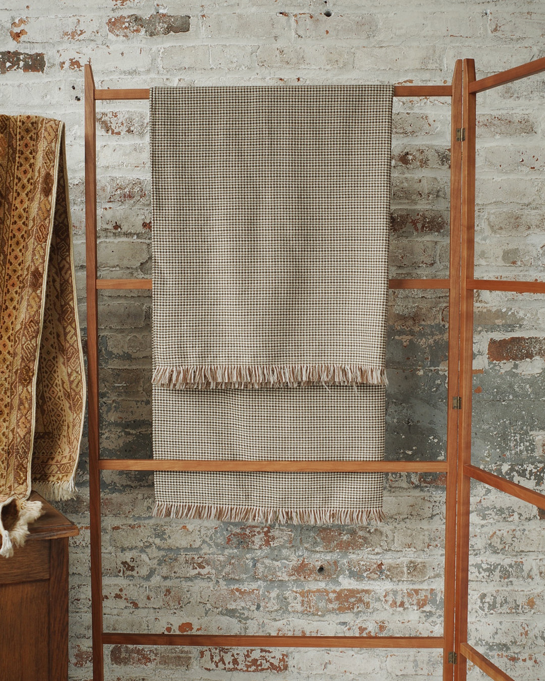 Natural/Carob Wool Pinwheel Fringe Blanket Scarf