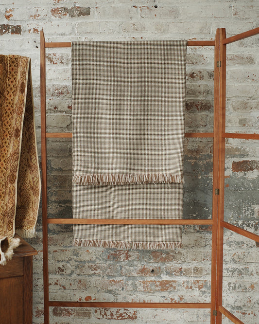 Natural/Carob Wool Pinwheel Fringe Blanket Scarf