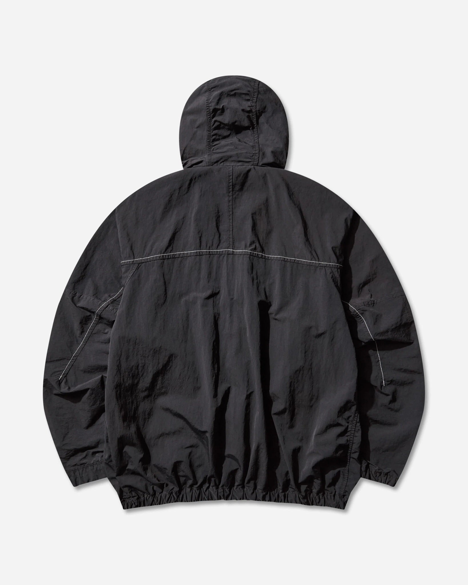 Black Garment Dyed Nylon Hooded Jacket