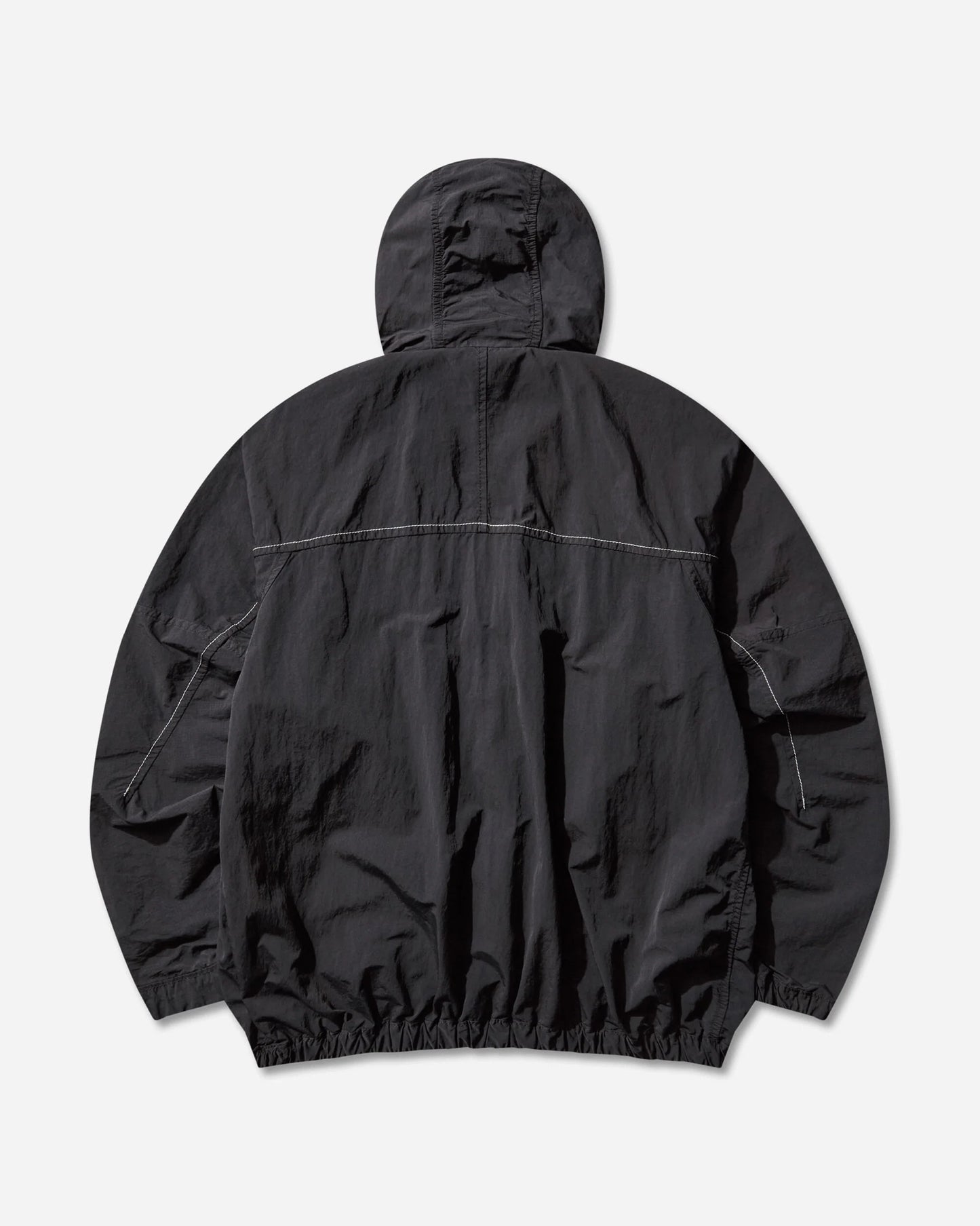 Black Garment Dyed Nylon Hooded Jacket