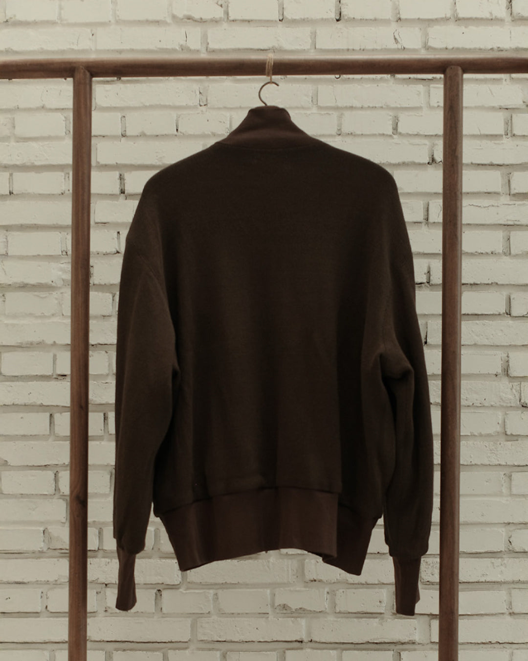 Deep Brown Cotton Washi Knit Drivers Knit Blouson