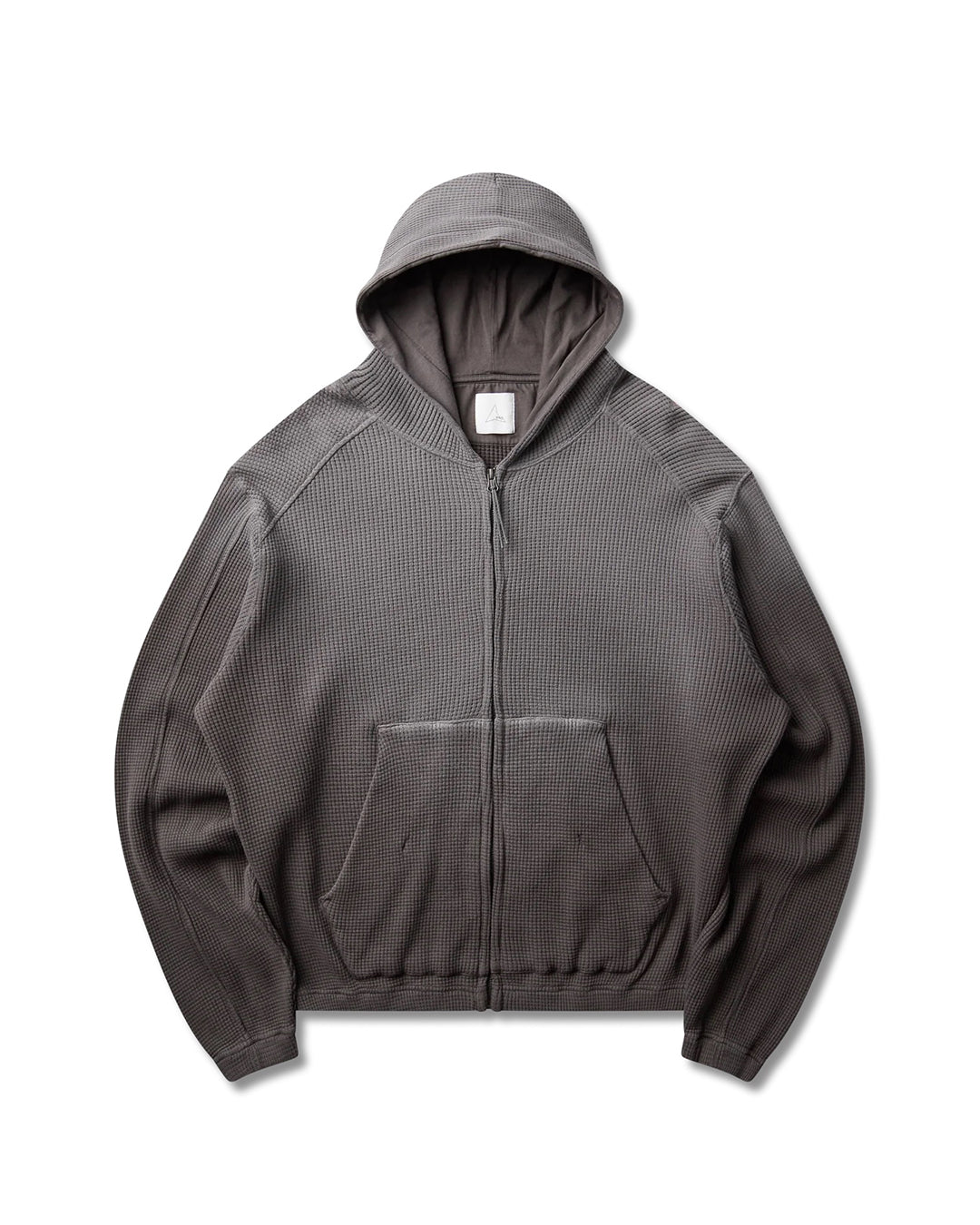 Graphite Bee Sun Faded Organic Waffle Zip Up Hoodie