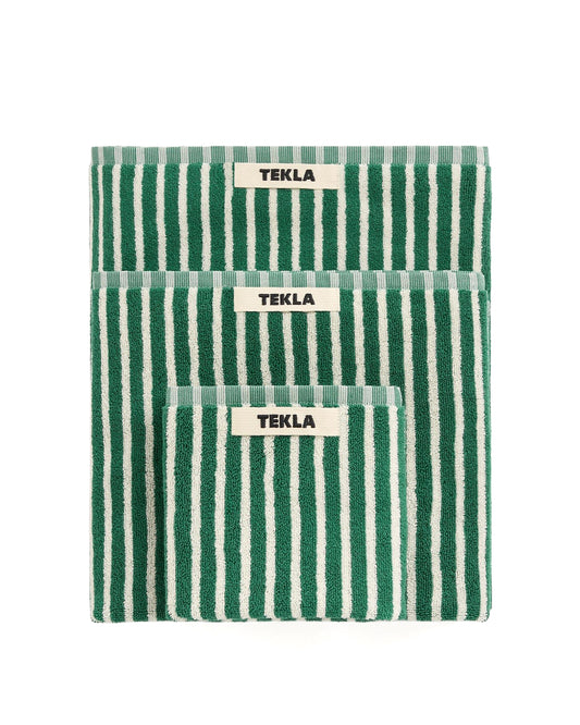 Teal Green Stripes Terry Towel