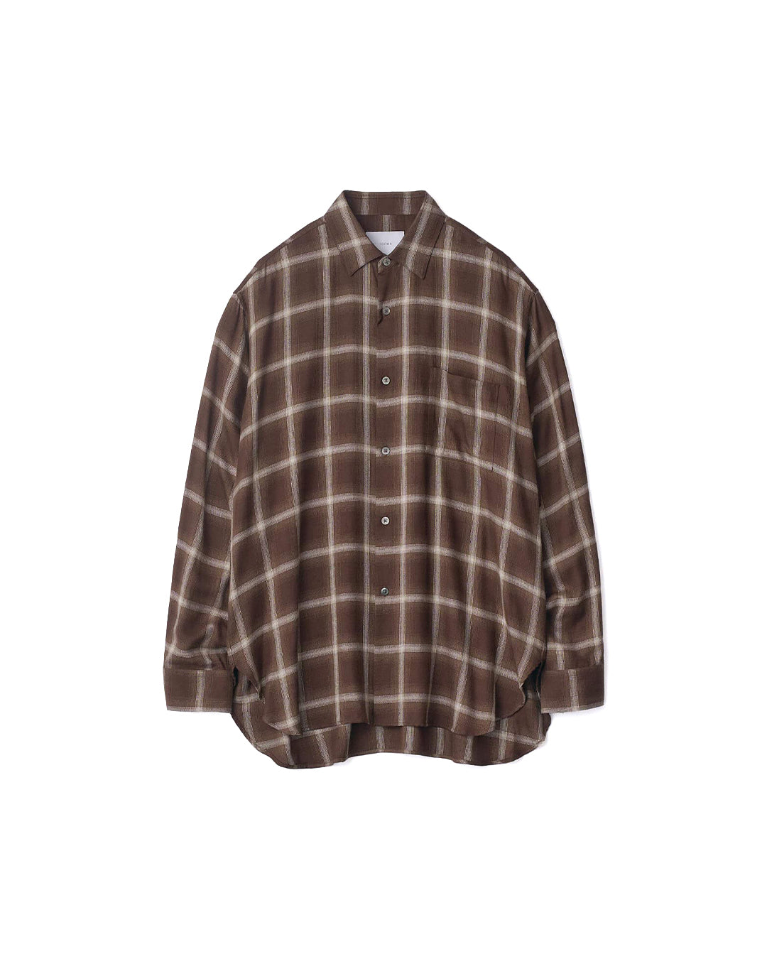 Brown Ombre Lyocel Check Oversized Long Sleeve Shirt