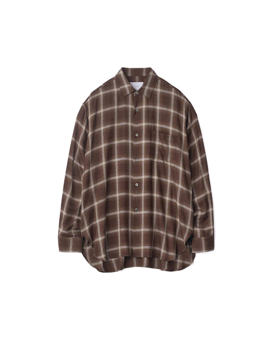 Brown Ombre Lyocel Check Oversized Long Sleeve Shirt