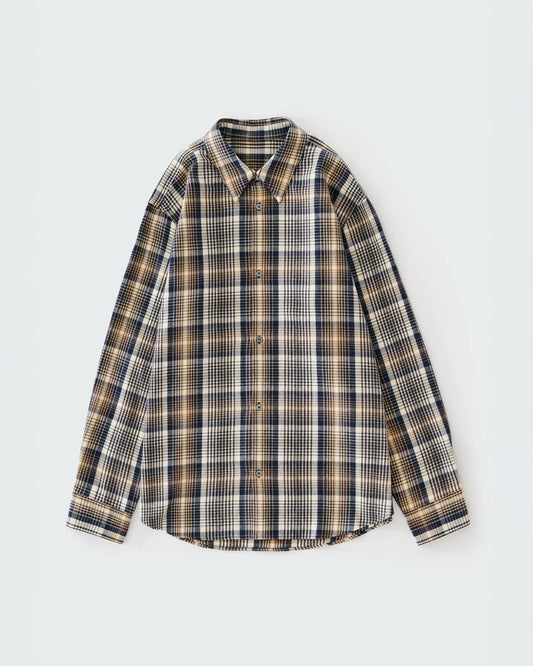 Navy/Oatmeal View Brushed Check Regular Fit Shirt