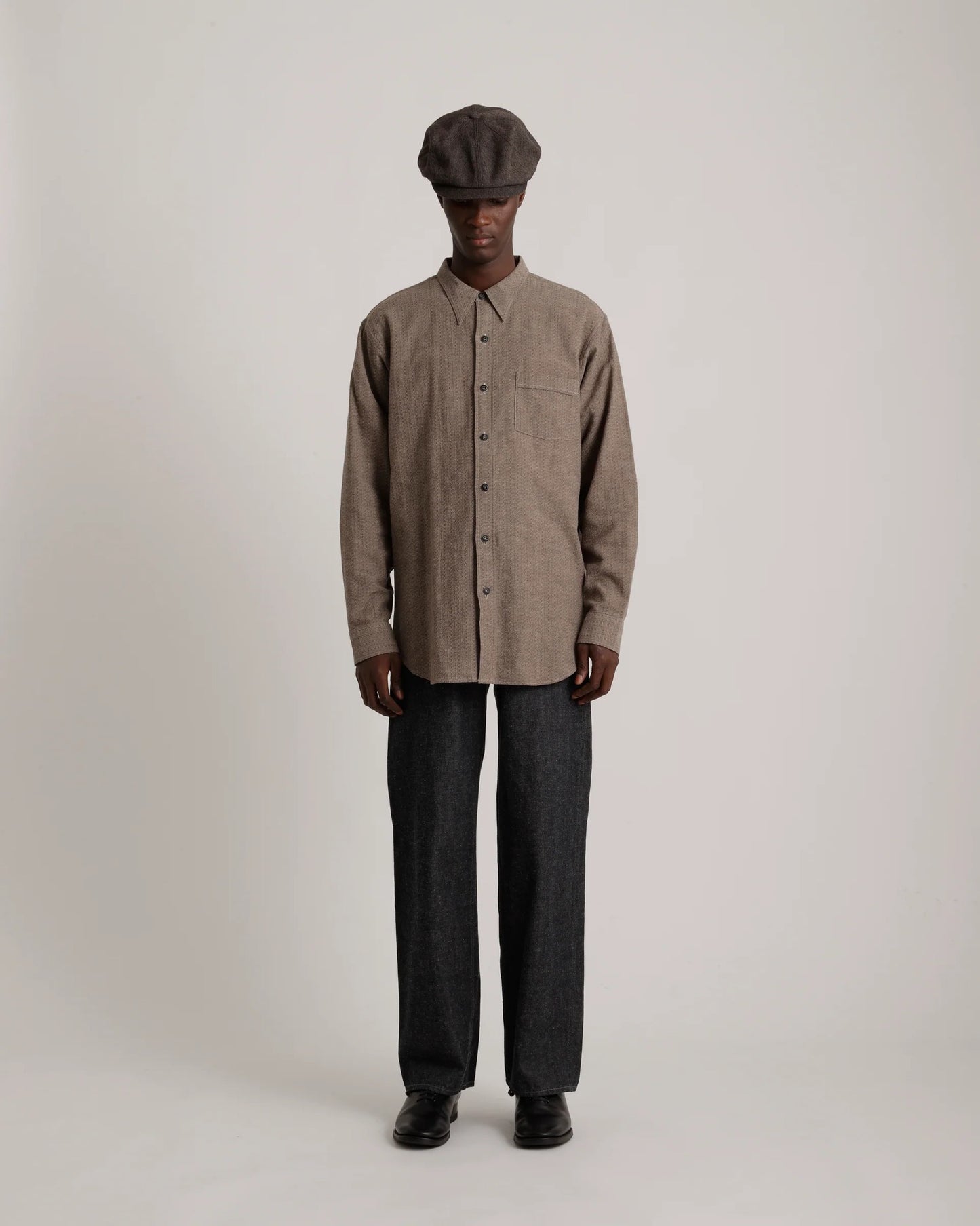 Charcoal Cotton Lot.106 Narrow Collar Shirt