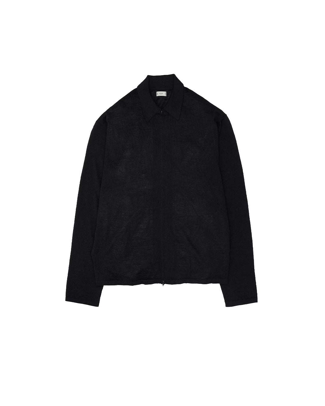 Black Ramie Wool Zip Knit Shirt