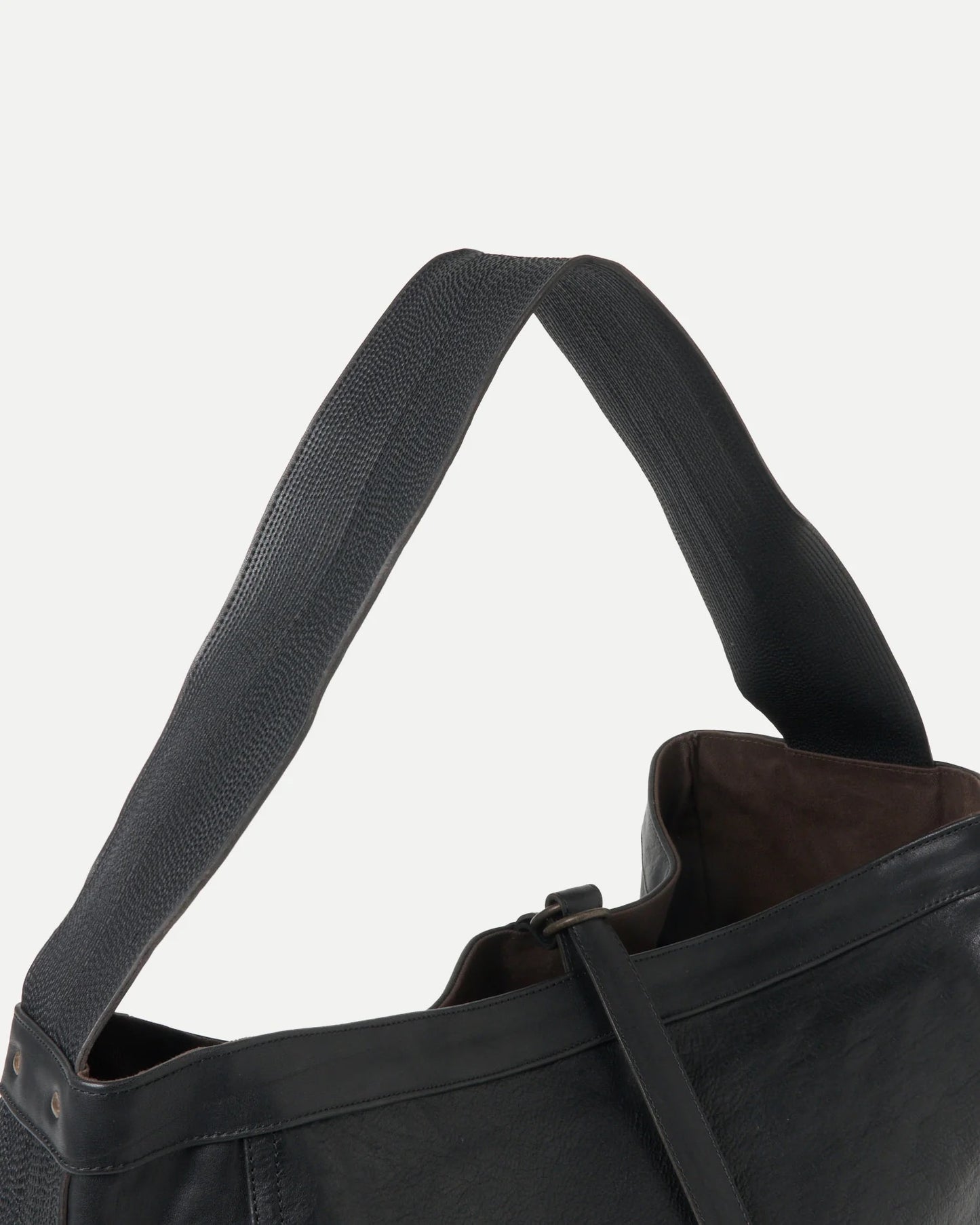 Black Leather Lot.004 Newsboy Bag
