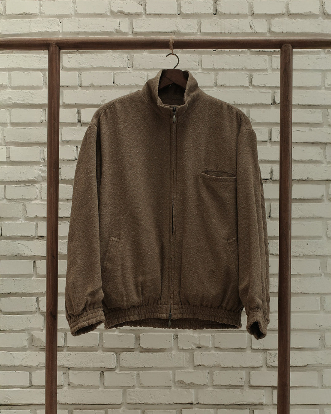Beige Slub Silk Kersey Track Blouson