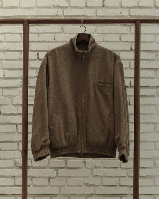 Beige Slub Silk Kersey Track Blouson
