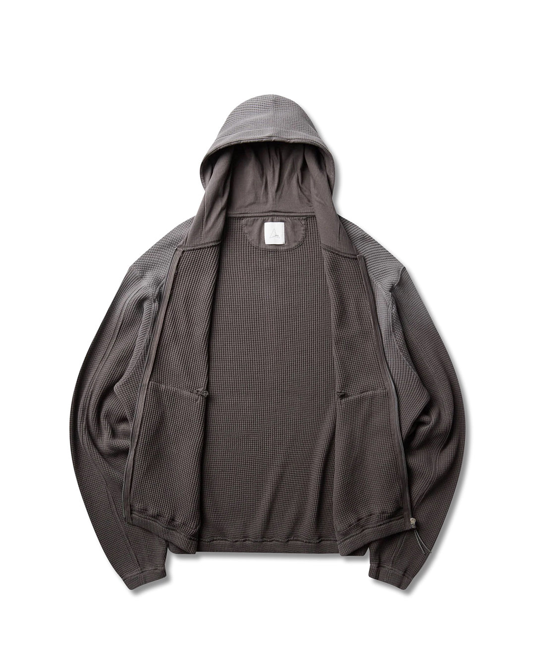 Graphite Bee Sun Faded Organic Waffle Zip Up Hoodie