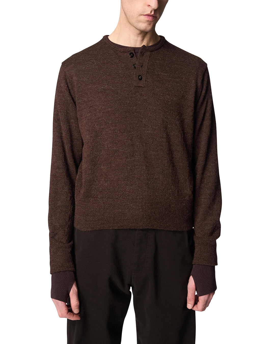 Brown Wool Alpaca Elipse Henry Neck