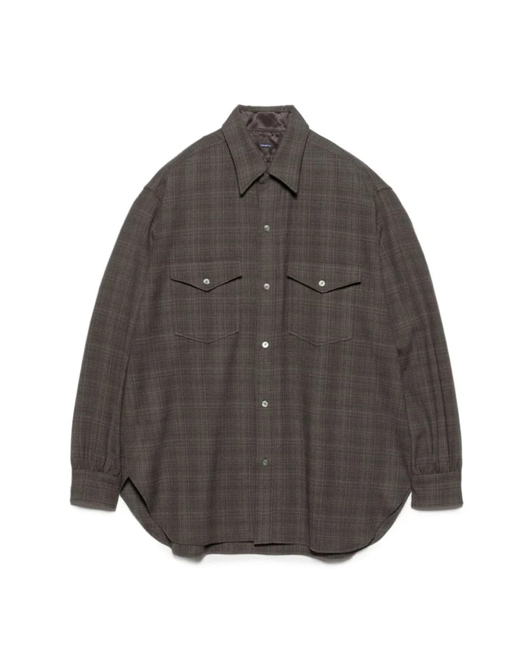 Charcoal Regular Collar Wool Plaid Shirt