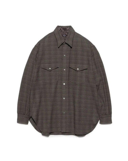 Charcoal Regular Collar Wool Plaid Shirt