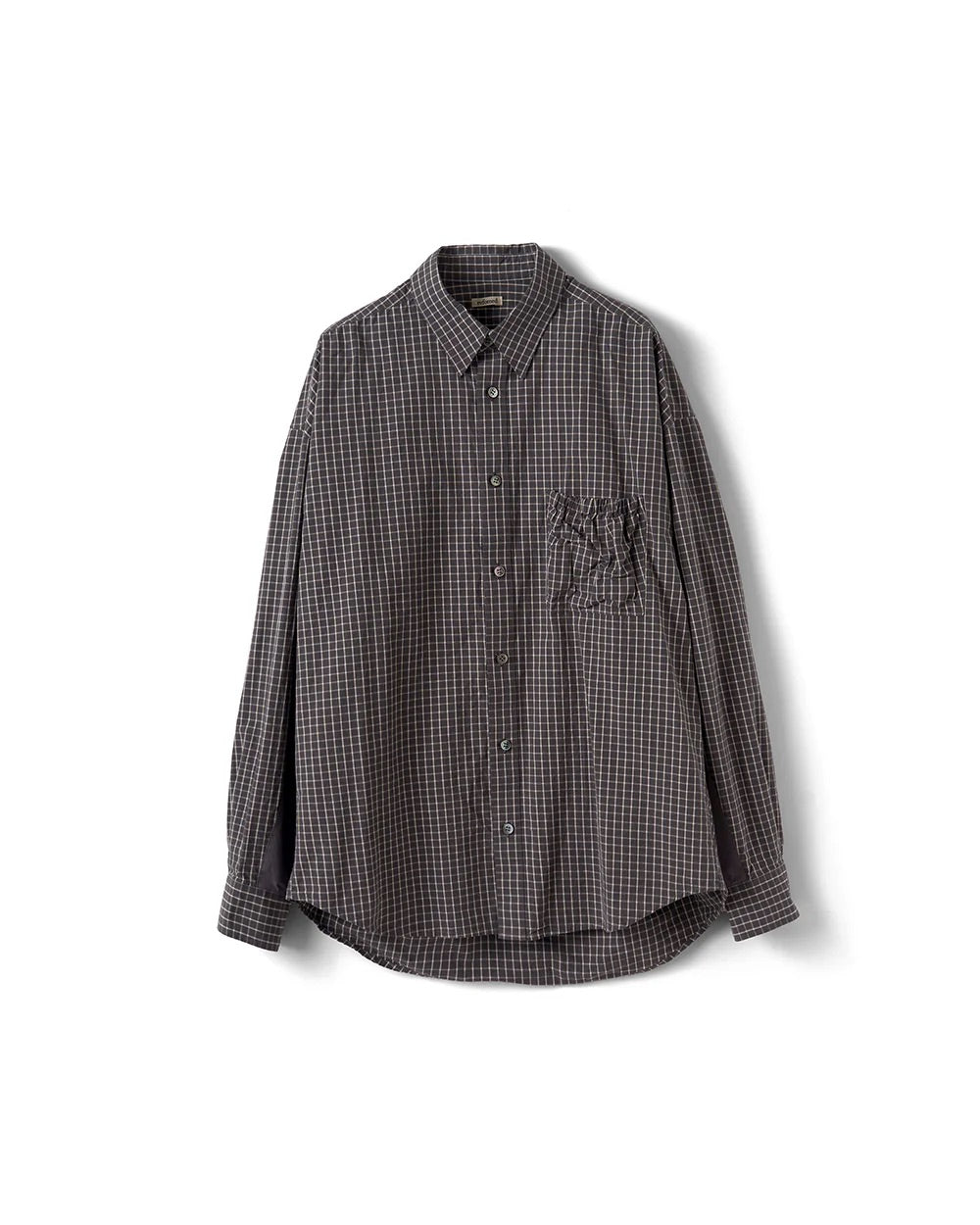 Charcoal Check Wrist Patch Slouch Shirt