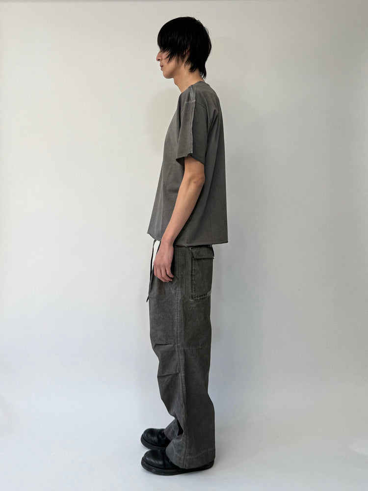 Ash Gray Taped Belt Trousers