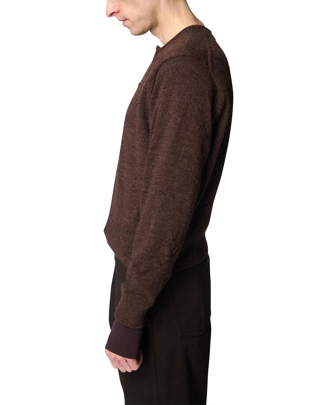 Brown Wool Alpaca Elipse Henry Neck
