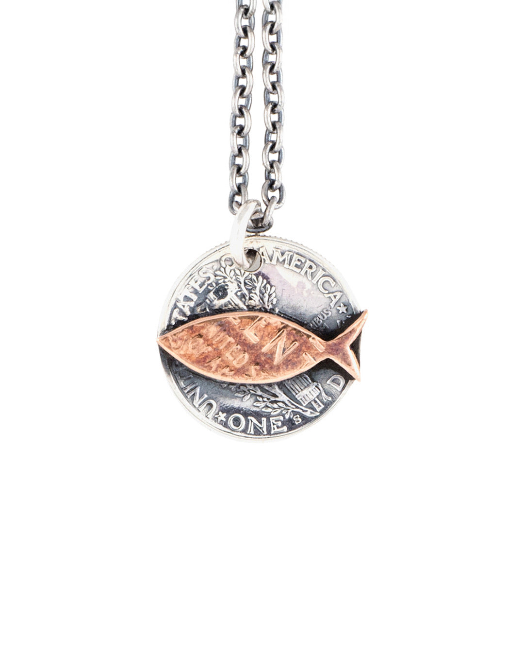 25¢ Brass Fish Pendant Necklace