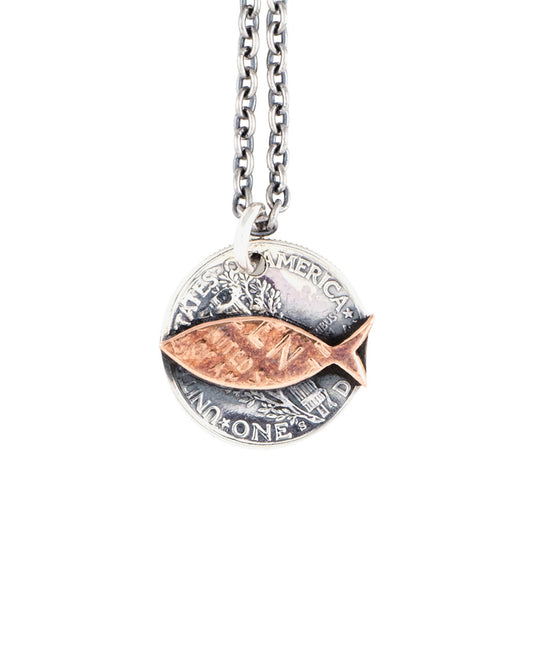 25¢ Brass Fish Pendant Necklace