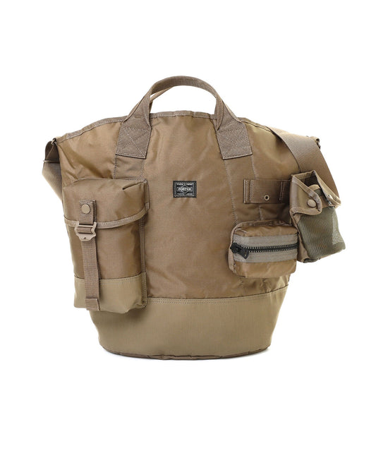 Beige Nylon All 2Way Pouches Bucket Tote