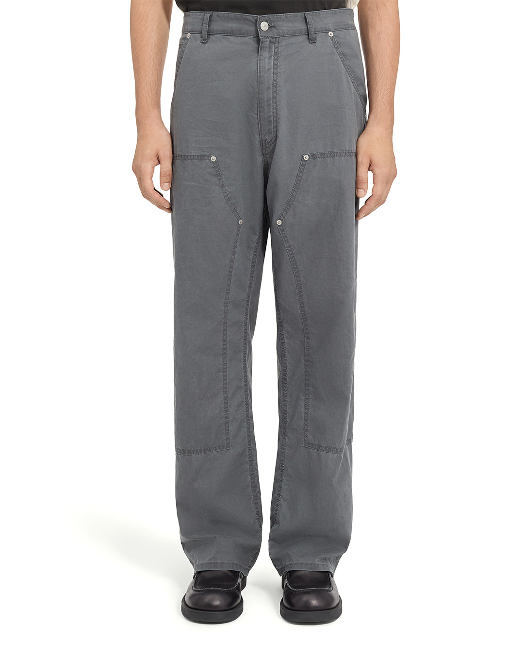 Anthracite Washed Cotton Workwear Trousers