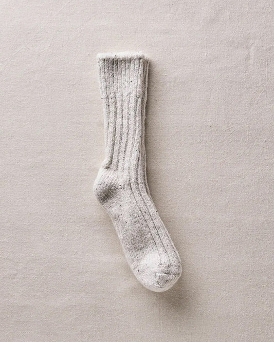 White Recycled Wool Organic Cotton Low Gauge Socks