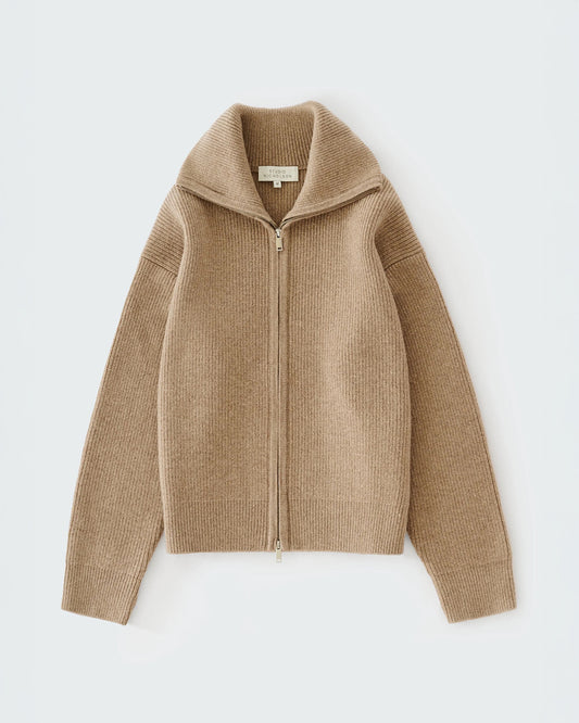 Oatmeal Sandos Rib Zip Though Jumper