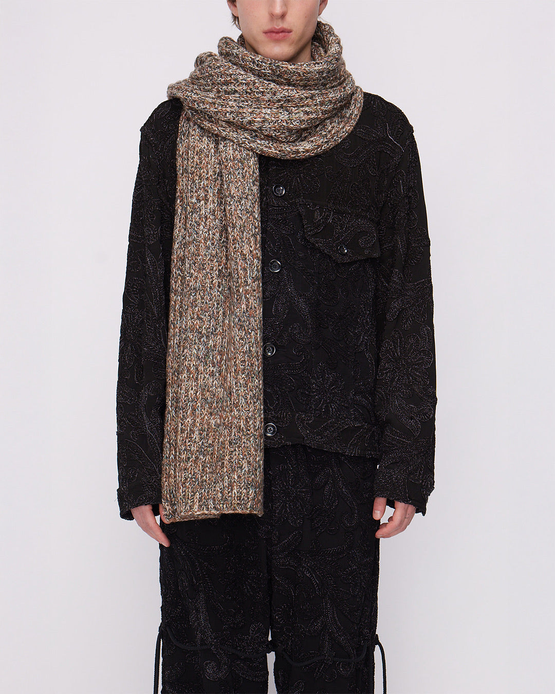 Melange Taupe Cable Scarf