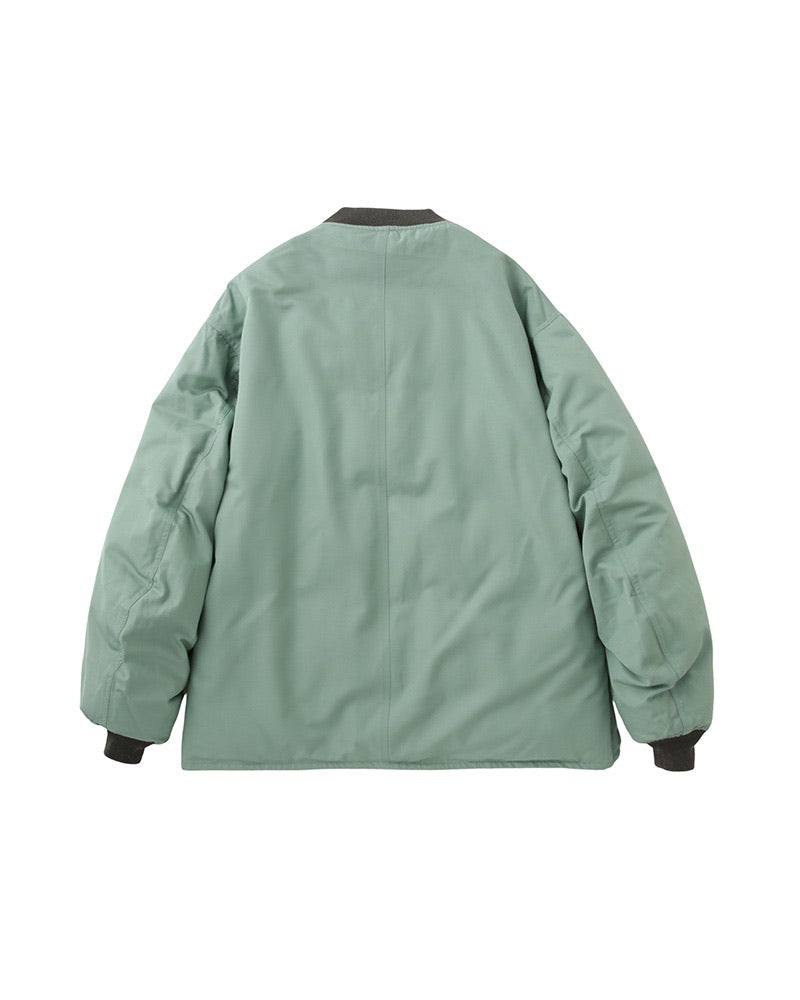Green Wool Silk Heavy Twill Reversible Corps Down Jacket