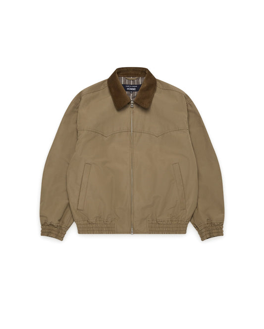 Beige Polyester Ramie Weather Jacket