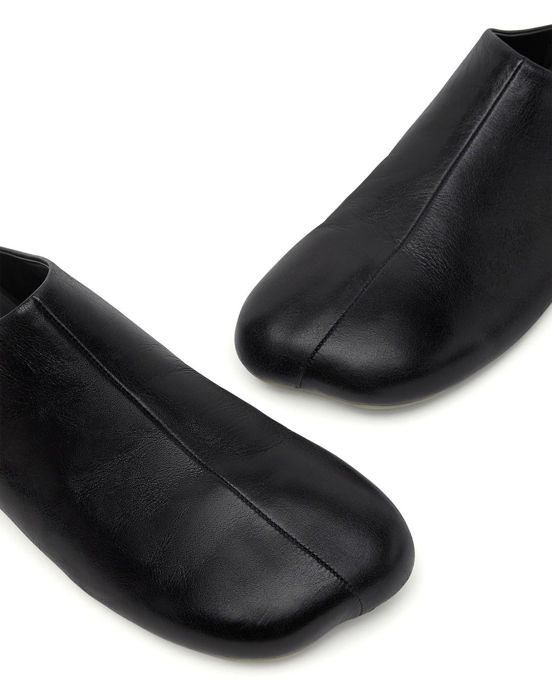 Black Calf Leather Factory Sabots Slipper