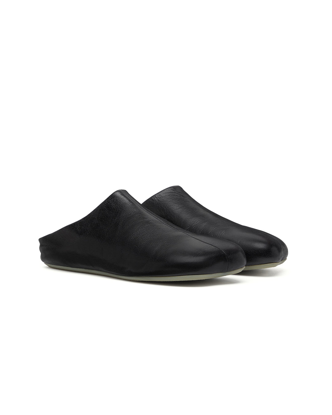 Black Calf Leather Factory Sabots Slipper