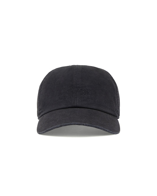 Black Cotton Canvas Embroidered Logo Cap