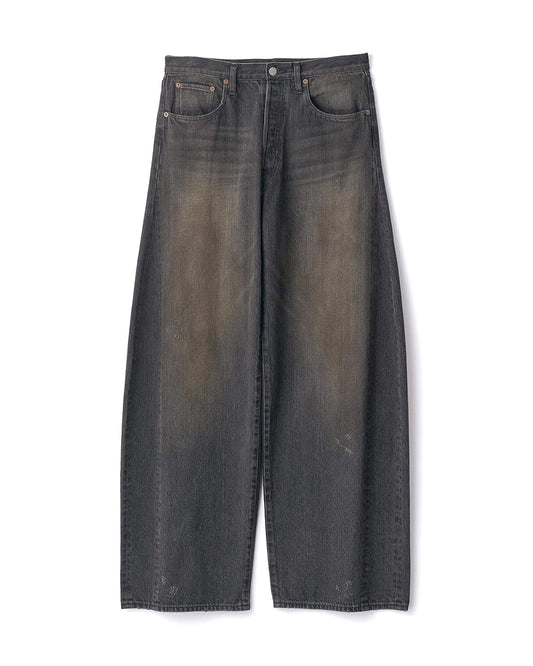 Black Cotton Deformation Wide Denim Pants