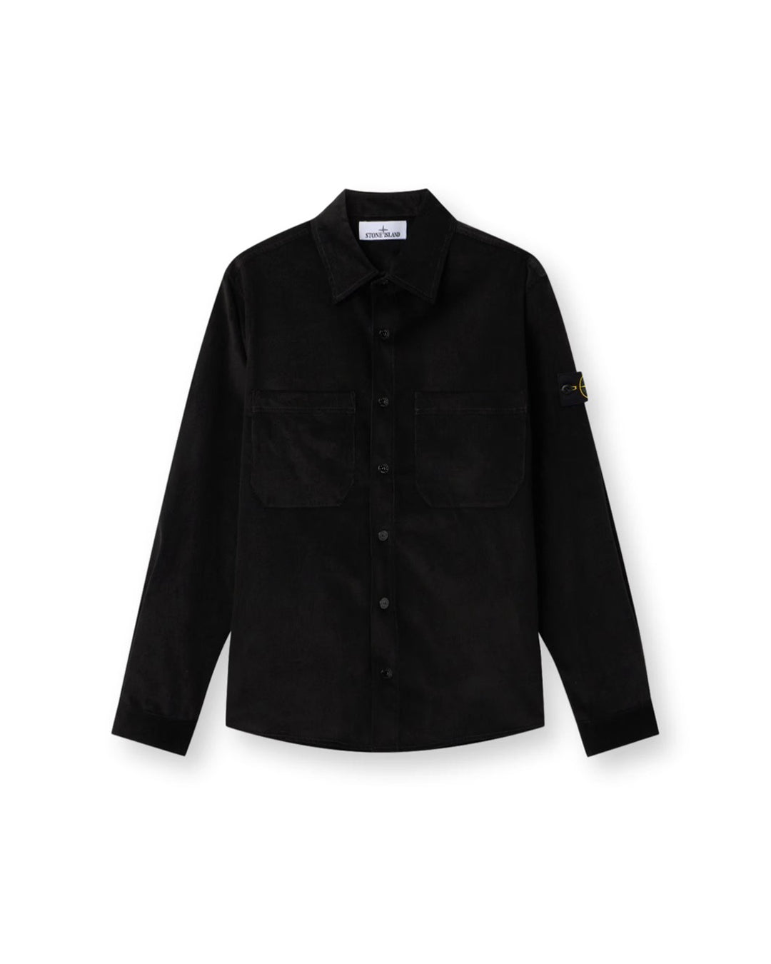 Black Cotton Micro Corduroy Pockets Overshirt