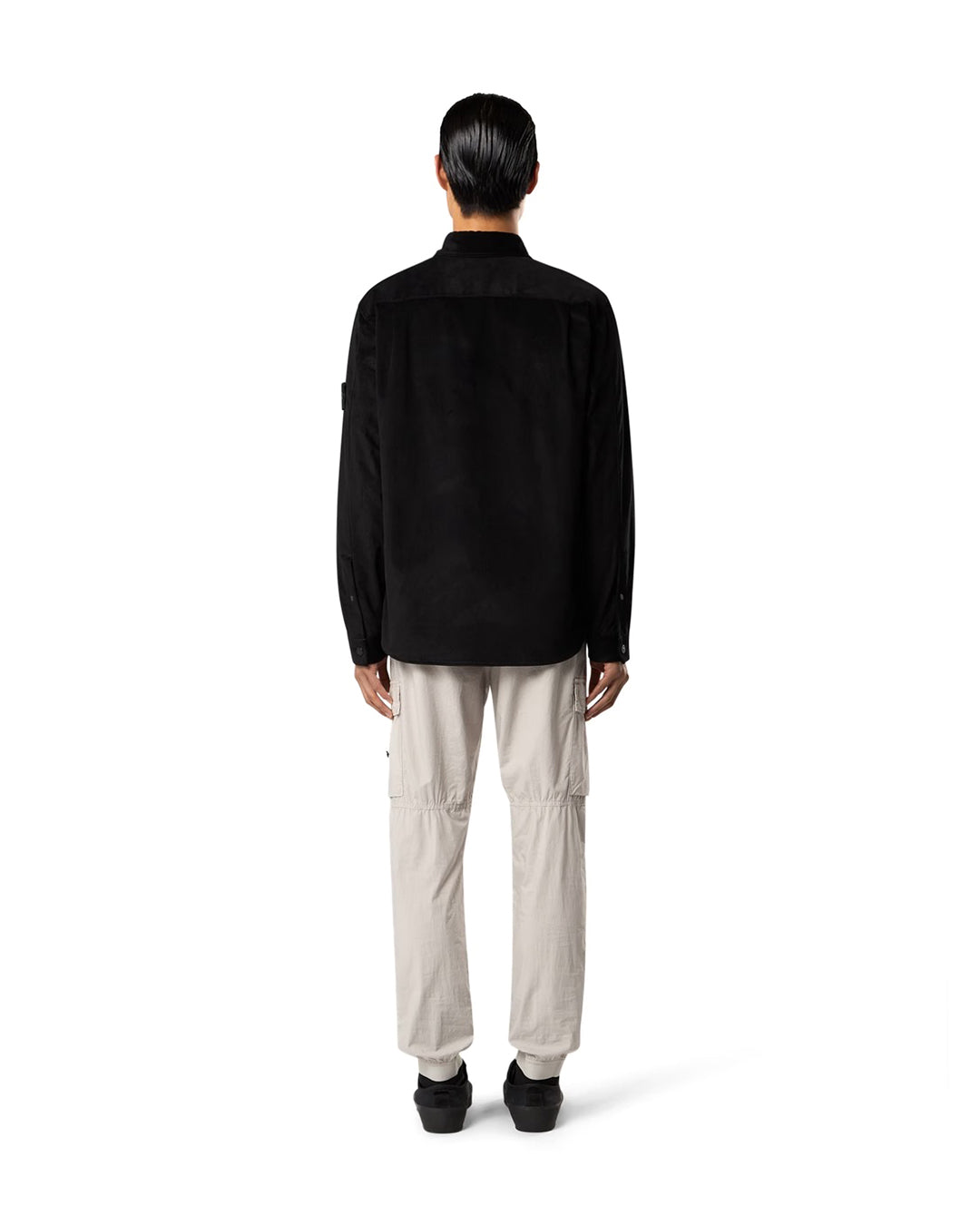 Black Cotton Micro Corduroy Pockets Overshirt