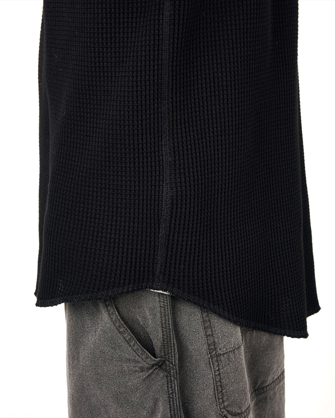 Black Crew Neck Thermal Sweat