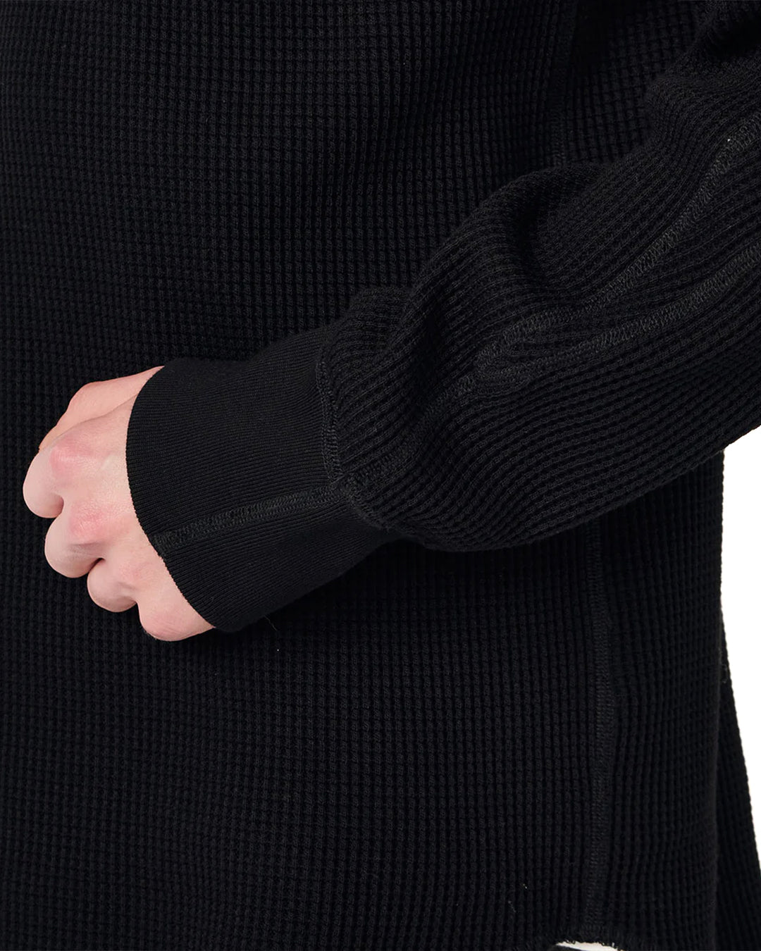 Black Crew Neck Thermal Sweat